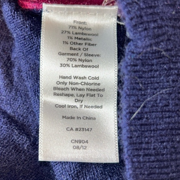 Talbots Sweater Women L Purple Wool Blend Argyle Preppy Holiday Soft Workwear - Picture 5 of 7